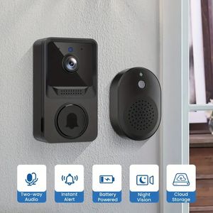 Câmera de campainha sem fio com carrilhão, áudio bidirecional, visão noturna e alertas instantâneos - Câmera de segurança externa com bateria embutida e Wi-Fi 2.4G