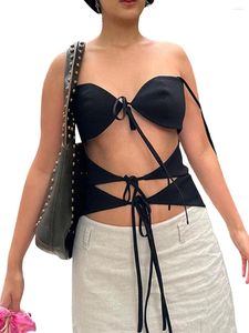 Women's Tanks Women S Neon Twist Front Knitted Tube Top Trendy Aesthetic Strapless Bandeau Crop With Bustier Style