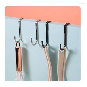 Hooks Stainless Steel Double S Hook Free Punch Wall Hanging Bathroom Kitchen Door Towel Storage Rack Home Organizer Tools 2024