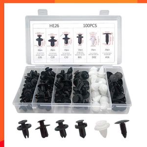 Nya 100st Mixed Auto Fasteners Car Bumper Clips Fasteners Rivet Door Panel Fender Liner Universal Clips Kit Car Accessories