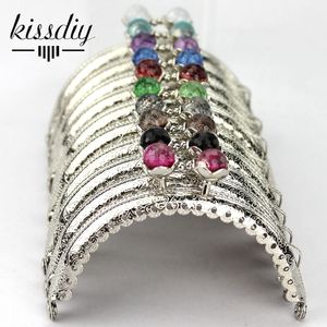 Bag Parts Accessories KISSDIY 10PCS 85cm Colorful crystal bead Metal Purse Frame semicircle silver lace Coin kiss clasp lock Free 230804