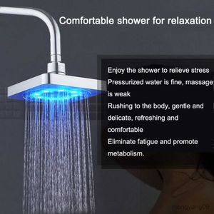 Banyo s banyo kare musluk LED paslanmaz çelik duş yağış yağışları Yağmur Yüksek Basınçlı Yağmur Yağışı Gücü Kendi Discoloring R230804