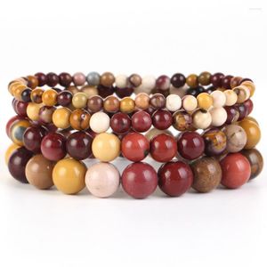 Pulseira de pedra natural fio 4/6/8/10 mm miçangas mookaite para homens mulheres jóias energia curativa