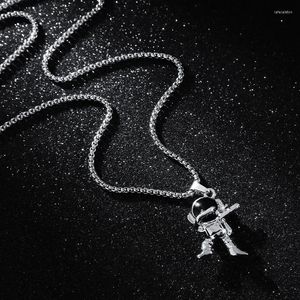 Pendant Necklaces 3D Space Dance Astronaut Robot Stainless Steel Metal Boys And Women Necklace Cool Jewelry Gift