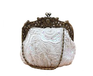 Evening Bags Fashion White Chinese Womens Beaded Handbag Banquet Bag Party Bridal Purse Makeup 2583E 230803