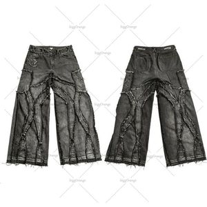 Men's Jeans Y2k Old Washed Men's Hip Hop Oversized Jeans Fashion Casual Punk Rock Loose Straight Wide Leg Pants Streetwear 230804