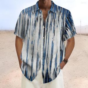 Men's T Shirts Fieryshirts Cotton Linen Art Textured Print Breast Pocket Shirt Plus Size Resort
