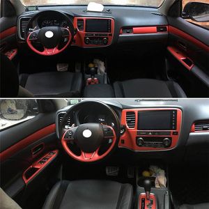 Per Mitsubishi Outlander 2016-19 Pannello di controllo centrale interno Maniglia per porta Adesivi in fibra di carbonio Decalcomanie Car styling Accessorie224O