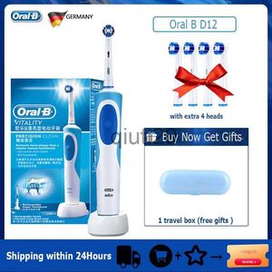 smart electric toothbrush Oral B Electric Toothbrush D12 Rotation Vitality Smart Tooth Brush Inductive Rechargeable Replaceable Brush Head 4 Refills + Box x0804