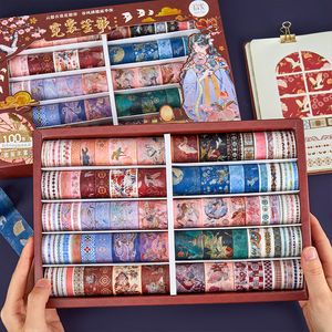 Klebebänder 100 Stück Retro Göttliches Masking Washi Tape Vintage chinesischer Stil Dekorative DIY Scrapbooking Kunst INS Aufkleber Label 2016 230804