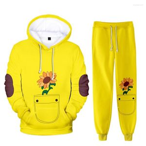 Calças femininas de duas peças 2023 estampa 3D WONDER EGG PRIORITY Hip Hop Harajuku manga comprida com capuz 2 peças feminina/masculina agasalho de outono com capuz