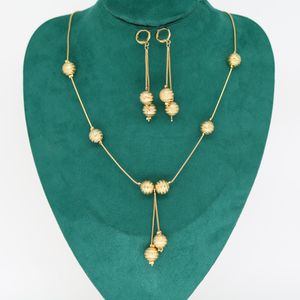 Hochzeit-Schmuck-Sets, Manna-Charme-Kugel-Sets, goldfarben, kleine Klumpen, Dubai-Kleber-Ohrringe für Frauen und Mädchen, äthiopischer afrikanischer Schmuck, Geschenk 230804