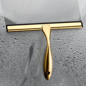 Other Housekeeping Organization Gold Aluminum Shower Squeegee Window Glass Wiper Scraper Cleaner with Silicone Brush Hook Holder for Kitchen Car Mirror 230804