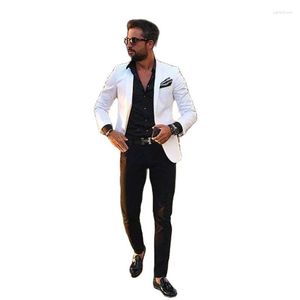 Abiti da uomo Estate Casual Business Pantaloni da uomo Bianco Abito da uomo Ultimo design Smoking da sposa Costume Homme Groomsmen Blazer 2 pezzi