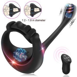 Cockrings Cock Vibrator Penis Ring Male Prostate Massage Anal Butt Plug Remote Contorl Delay Ejaculation Vibrating Sleeve Sex Toy for Men 230803