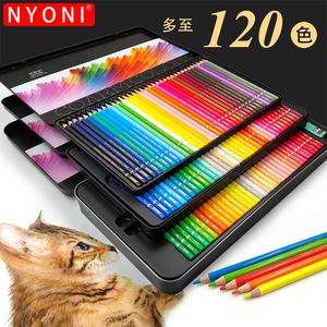 その他のオフィス学用品Nyoni 72120色の鉛筆アートプロフェッショナルウォーターソルブル243648オイルペンシルソフトコアペインティングカラー描画230804