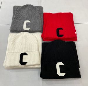 Conjunto de cachecol de chapéu de malha de designer para gorros masculinos femininos bonés de letras de inverno cachecóis de alta qualidade gorro de lã cachecóis envoltórios