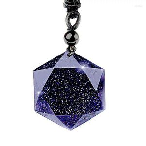 Pendant Necklaces Natural Stone Black Obsidian Six Stars Necklace Men Sandstone Lucky Love Crystal Pendulum Energy Jewelry For Women