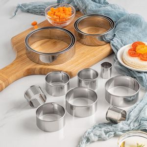 Baking Moulds 14Pcs Stainless Steel Mousse Ring Round Cookie Molds Set Dumplings Wrappers Cutter Maker Tools Cake Mould