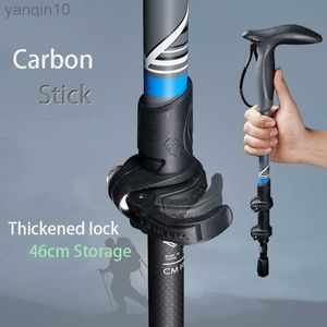 Trekking Poles Walking Stick Carbon Fiber Trekking Poles Carbon Fiber Pol Handing Accessories Telescopic Baton Rubber Tips 1pcs HKD230804