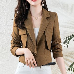 Ternos femininos Primavera Outono Moda Mulher Blazer Crop Blazers Vintage Top Chic Elegante Office Wear Terno Outwear Senhoras Streetwear Jaquetas