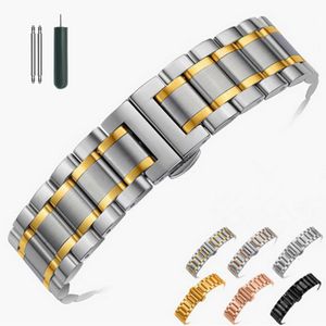 Watch Bands Stainless Steel band Strap Bracelet Watchband Wristband Butterfly Black Silver Rose Gold 14mm 16mm 18mm 20mm 22mm 24mm 230803