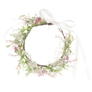 Dekorative Blumen Mädchen Haargummis Kopfschmuck Stirnband Künstliche Blumenkrone Kronen Stirnbänder für Braut Stoff Braut