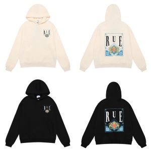 Yeni Moda Çift Rhude Sweater Yelken Kalkanı Baskı Yüksek Kaliteli Pamuk Terry Hoodie Sweater Erkek ve Kadınlar Aynı Oyun Kartı Hoodie Cep Üst