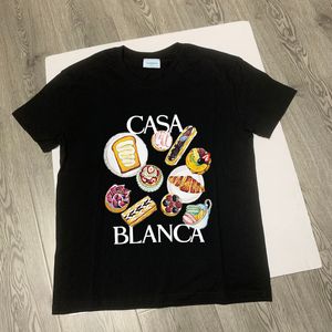 Men's TShirts Drop CASABLANCA Tshirts Bread Cake Delicious Food Print Short Sleeve High Quality Cotton Loose Men Women T Shirt 230803