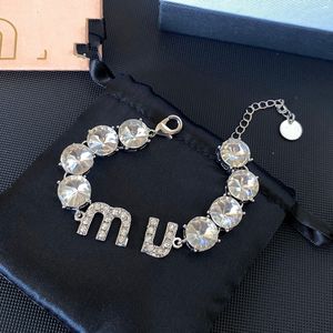 Fashion Designer Letter Chain Bangle Women High Quality Copper Crystal Rhinestone Link Bracelet Lovers Jewelry Bracelet