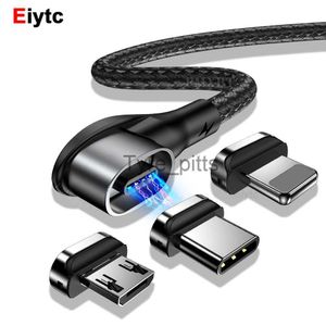 Laddare/kablar 90 graders magnetisk USB -kabel LED -belysning för iPhone L Formmagnet Mikro USB/Typ C -kabel för Android Mobiltelefon Fast Charger X0804