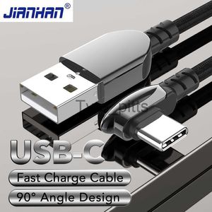 Зарядные устройства/кабели Jianhan USB C Кабель 90 градусов быстро зарядка кабель USB Type C для Xiaomi Mi 10 9 8 Samsung Galaxy S20 S10 S9 S8 Plus USB-C Cord X0804
