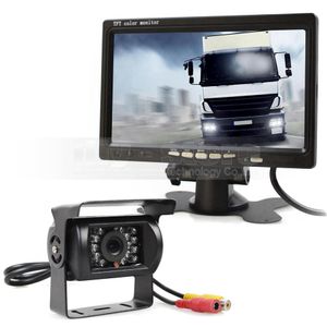 DC12V-24V Reversing System 7 tum TFT LCD-bilmonitor IR Night Vision Bakvy CCD Camera Remote Control284L