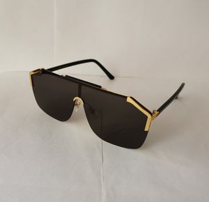 特大のシールドサングラスマスクゴールド/ダークグレーレンズユニセックスデザイナーサングラスsonnenbrille gafa de sol uvアイウェア付き箱