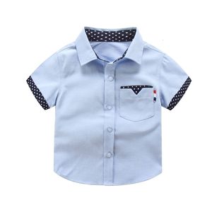 Kids Shirts IENENS Summer Kids Boys Gentlemen Shirt Tops Clothes Children Baby Boy Formal Cotton Short Sleeves Top Tshirt Clothing Blouse 230803