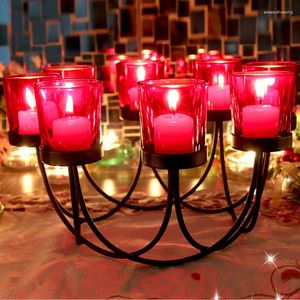 Candle Holders Glass Metal Holder Stand Tray Romantic Cute Modern Colorful Decoration Mariages Table Items