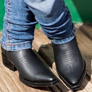 Botas masculinas pretas com zíper marrom tornozelo botas de negócios artesanais botas ocidentais tamanho 38-botas masculinas 230803