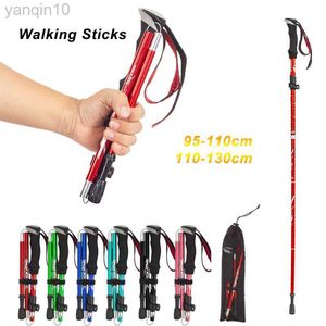 Trekking Poles Outdoor Trekking Pole Unisex Camping Hiking Walking Stick 5-Section Anti Shock Trekking Poles Ski Sports Portable Walking Sticks HKD230804