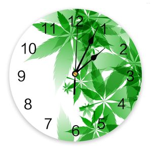 Настенные часы зеленые листья градиент градиент