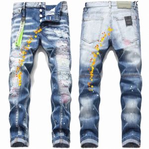 Mens Jeans Stree Dsquare Mens Luxury Designer Denim Jeans D2 Men denim Jeans Dsquare Embroidery Pants Fashion Holes Byxor Herrkläder DSQ1047-1# T3QS#