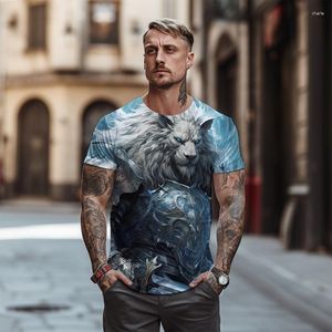 Herren T-Shirts Hochwertiges 3D-Fähren-Löwen-Muster-Shirt Sommermode Jacke Straße Freizeit Super