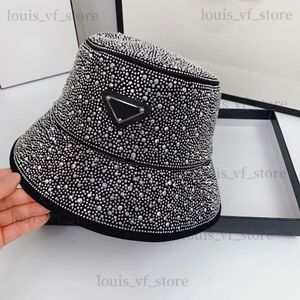 Chapéu de caçamba de designer de luxo feminino verão férias viagens namoro água diamante incrustado triângulo letras de metal chapéus de aba larga t230804