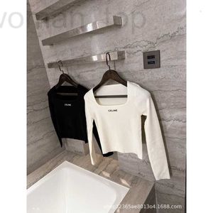 Женская футболка дизайнер CE дома 22 осень/зима Новая квадратная шея Slim Fit Bottom Topplay Top Top Top и внешний вид Flzd