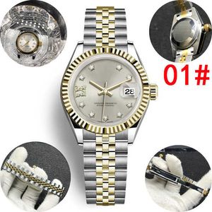 Deluxe a nove punti Roman Diamond Star Dial bordo dentato piccola catena 28mm 2813 oro automatico orologio impermeabile da nuoto in acciaio