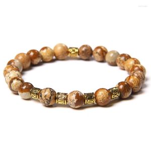 Strand Natural Stone Beads Female Male Bracelet Long Tube Spacer Map Picture White Howlite Beaded Creative Attractive Bracelets