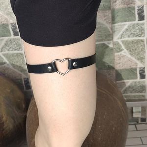 Anklets Small Heart PU Leather Leg Chain Sexy Harajuku Punk Love Harness Adjustable Bondage Cosplay Goth Jewelry Foot Ring Anklet