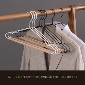 Hangers 5 PCSWooden Metal Hanger Coat Iron For Clothes Wardrobe Closet Clothing Storage Rack Space Saver FU