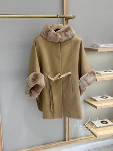 Womens Fur Coats Autumn and Winter loro piana Caramel Cashmere Cloaks Free Size