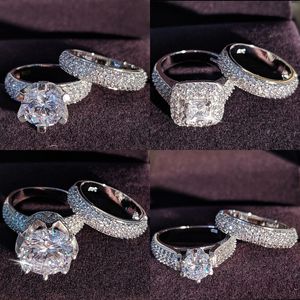 Alianças de casamento de qualidade de luxo conjunto de cor prata para presente de aniversário feminino joias por atacado R4632 230803