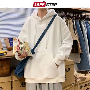 Mens Hoodies Sweatshirts LAPPSTER Oversized Graphic Hooded Winter Japanese Streetwear Harajuku Black Korean FleeceY2k 230803